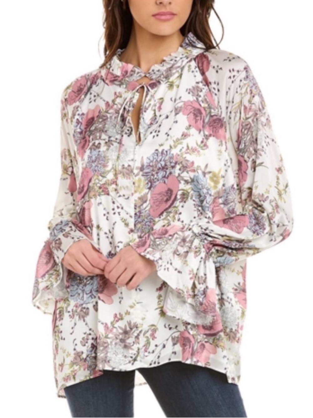 Elie Tahari Floral Tunic Style Blouse